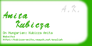 anita kubicza business card